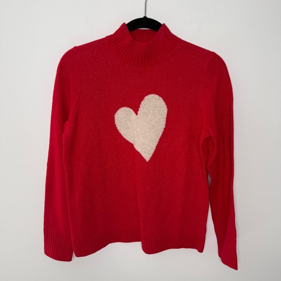 Talbots Mockneck Pullover - Intarsia Heart S - Picture 2 of 6